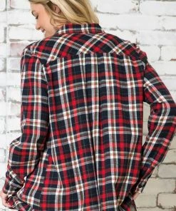 805 Fashion New Arrivals Fleece Lined Flannel Button Down Top