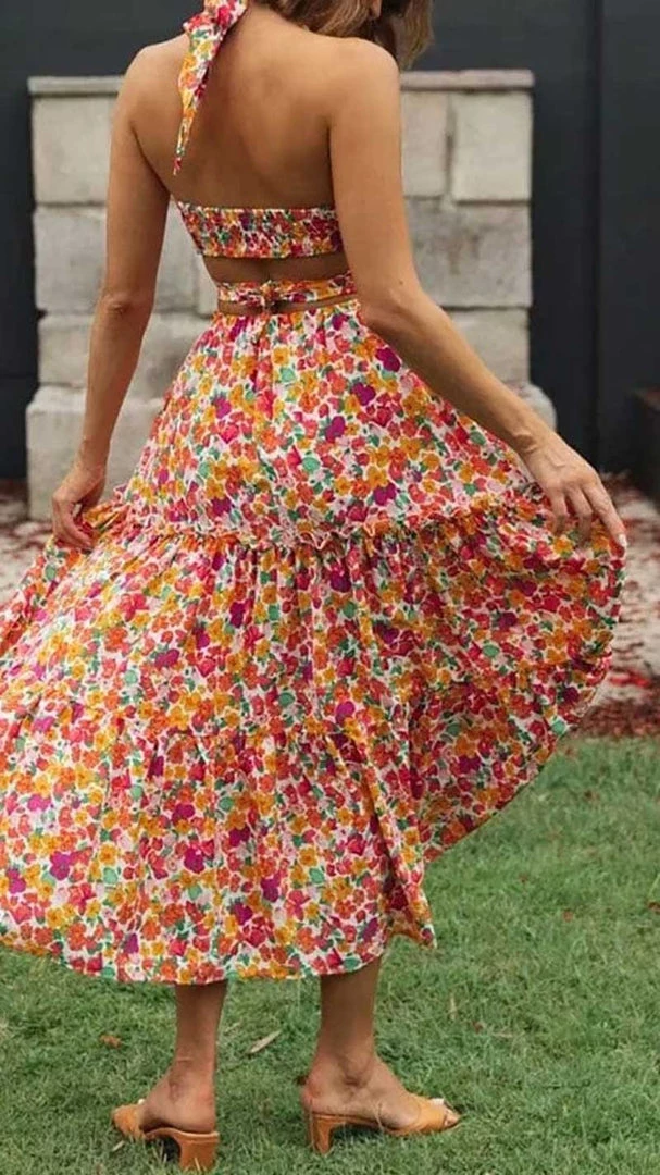 MILK MONEY - DropShip New Arrivals Floral Cropped Halter And Skirt Set 4 MILK MONEY - DropShip New Arrivals Floral Cropped Halter And Skirt Set