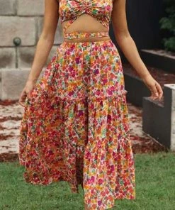 MILK MONEY - DropShip New Arrivals Floral Cropped Halter And Skirt Set