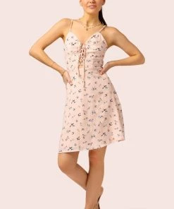 Promesa Floral Lace Up Mini Dress New Arrivals