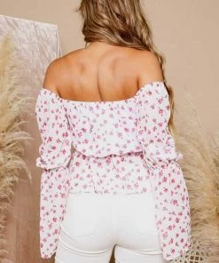 Peach Love Floral Print Peplum Top New Arrivals