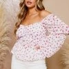 Peach Love Floral Print Peplum Top New Arrivals