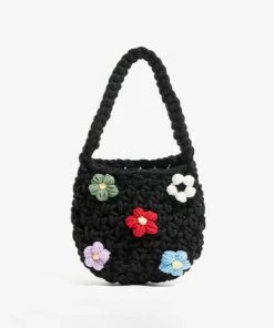 MILK MONEY - DropShip Flowered Crochet Mini Tote Handbag New Arrivals