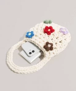 MILK MONEY - DropShip Flowered Crochet Mini Tote Handbag New Arrivals