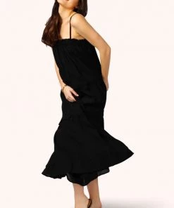 &MERCI Tie Strap Tiered Ruffled Maxi Dress New Arrivals