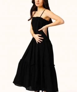 &MERCI Tie Strap Tiered Ruffled Maxi Dress New Arrivals