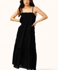 &MERCI Tie Strap Tiered Ruffled Maxi Dress New Arrivals