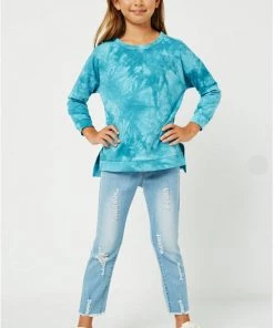 Hayden Sweaters | Knits Distressed Crew Neck Tie Dyed Sweatshirt