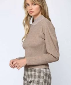 Fate Glitter Knit Mock Neck Pullover