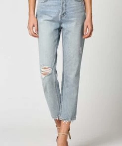 New Arrivals HIDDEN Light Wash Distressed High Waist Straight Jean