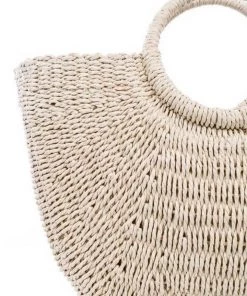 Fame New Arrivals Half Moon Straw Tote Bag