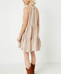 Hayden Halter Floral Stripe Mini Dress