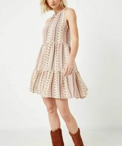 Hayden Halter Floral Stripe Mini Dress