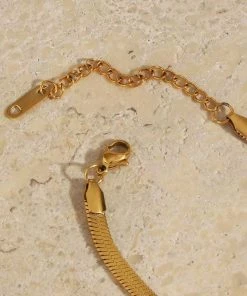 MILK MONEY - DropShip Herringbone Chain Necklace With Single Solitaire New Arrivals