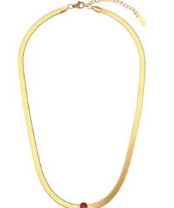 MILK MONEY - DropShip Herringbone Chain Necklace With Single Solitaire New Arrivals