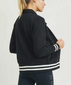 Mono B New Arrivals Honeycomb Quilted Varsity Active Jacket