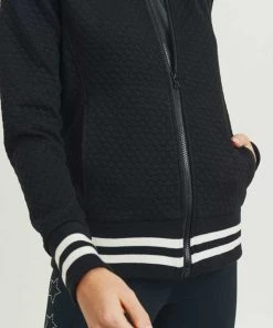 Mono B New Arrivals Honeycomb Quilted Varsity Active Jacket