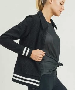 Mono B New Arrivals Honeycomb Quilted Varsity Active Jacket
