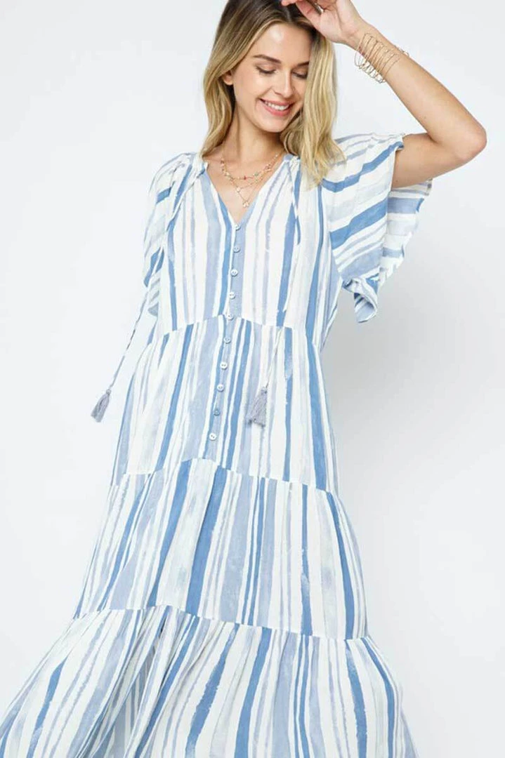 Blue B Island Print Tiered Long Dress New Arrivals 1 Blue B Island Print Tiered Long Dress New Arrivals