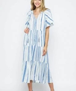 Blue B Island Print Tiered Long Dress New Arrivals