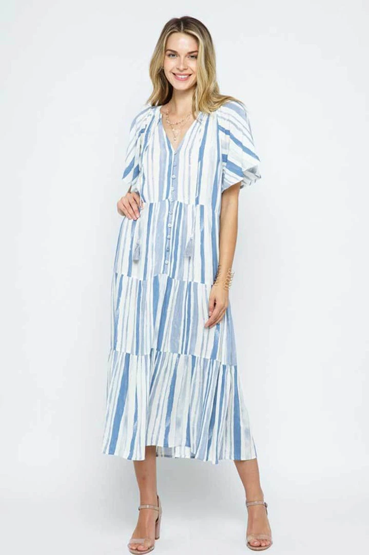 Blue B Island Print Tiered Long Dress New Arrivals 2 Blue B Island Print Tiered Long Dress New Arrivals