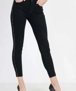 New Arrivals Just Black Denim Hi Rise Leopard Piping Skinny Jeans