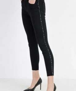 New Arrivals Just Black Denim Hi Rise Leopard Piping Skinny Jeans