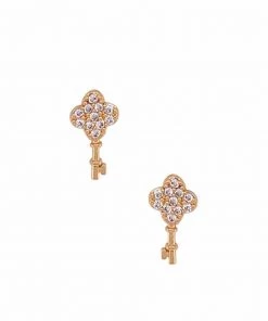 Volpe Key To My Heart Pavé Stud Earrings