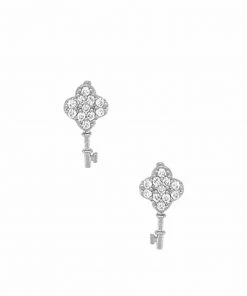 Volpe Key To My Heart Pavé Stud Earrings
