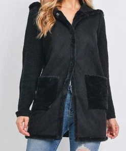 Rousseau Knitted Faux Fur Long Sleeve Hoodie Jacket New Arrivals