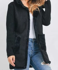 Rousseau Knitted Faux Fur Long Sleeve Hoodie Jacket New Arrivals