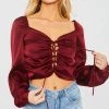 Love Tree New Arrivals Lace Up Front Crop Top