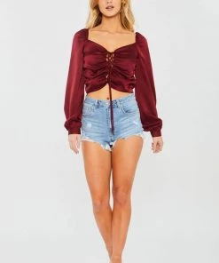 Love Tree New Arrivals Lace Up Front Crop Top