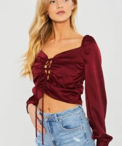 Love Tree New Arrivals Lace Up Front Crop Top