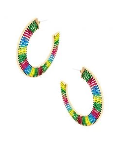 MILK MONEY Large Thread Wrapped Flat Hoops New Arrivals