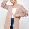 Ethan & Joy New Arrivals Long Sleeve Cardigan With Fur Trim