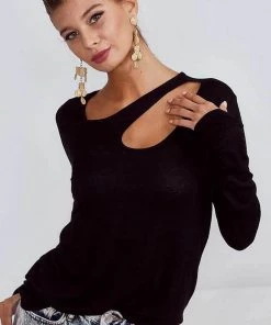Bibi Long Sleeve Open Shoulder Top