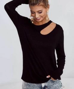 Bibi Long Sleeve Open Shoulder Top