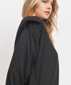 Cherish New Arrivals Long Sleeves Padded Shoulders Knit Top