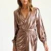 Fate Metallic Plunge Wrap Mini Dress New Arrivals