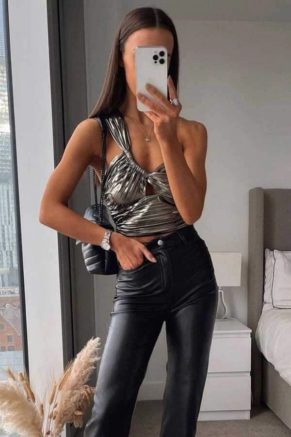MILK MONEY - DropShip Metallic Single Shoulder Top New Arrivals 1 MILK MONEY - DropShip Metallic Single Shoulder Top New Arrivals