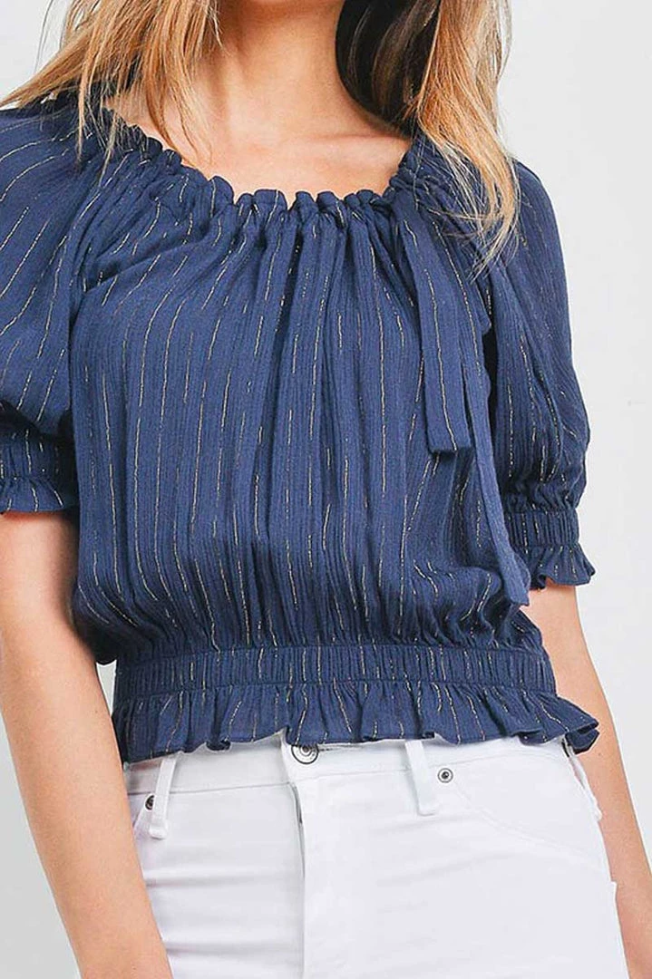 Rousseau Metallic Stripe Bow Crop Top New Arrivals 3 Rousseau Metallic Stripe Bow Crop Top New Arrivals