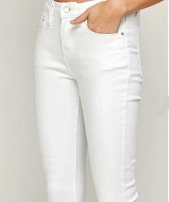 I&M JEANS Mid Rise White Raw Hem Classic Skinny Jeans