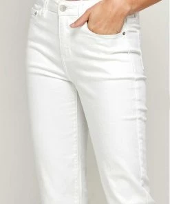 I&M JEANS Mid Rise White Straight Ankle Jeans New Arrivals