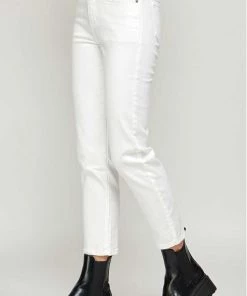 I&M JEANS Mid Rise White Straight Ankle Jeans New Arrivals