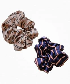 MILK MONEY Accessories Classic Silk Striped Scrunchie