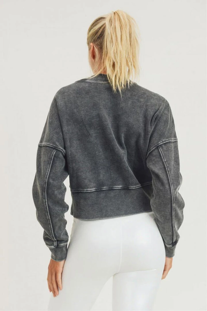 Mono B Mineral-Washed Fleece Cropped Pullover 5 Mono B Mineral-Washed Fleece Cropped Pullover