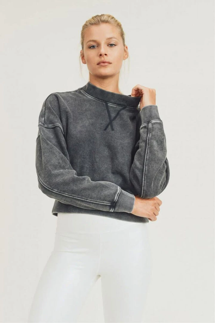Mono B Mineral-Washed Fleece Cropped Pullover 1 Mono B Mineral-Washed Fleece Cropped Pullover
