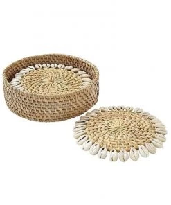 Mode Living Capiz Coasters Set With Gift Box