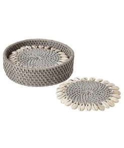 Mode Living Capiz Coasters Set With Gift Box